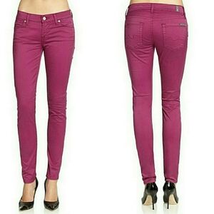 7 For All Mankind "Gwenevere" Pink Fuschia Magenta Skinny Jeans, Women's Size 27